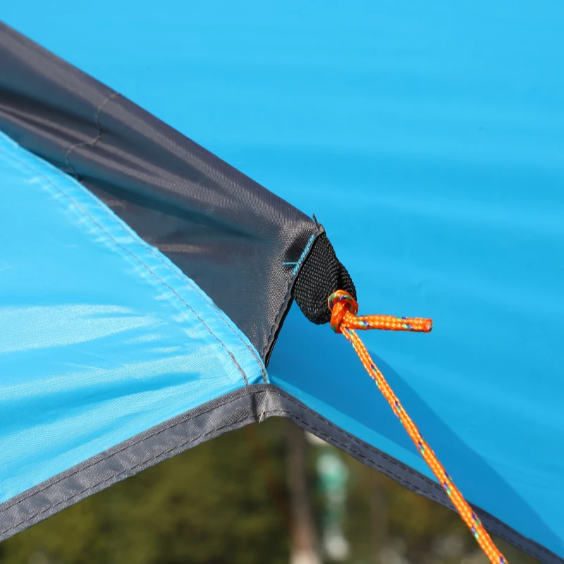 Outsunny Tente de camping ouverte 10-12 pers. max. - bâche anti-pluie - voile d'ombrage grande taille dim. 4,7L x 4,7l x 2H m - sac transport inclus - bleu