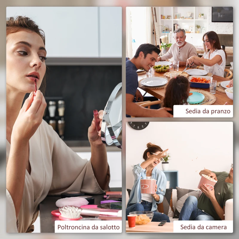HOMCOM Sedia Moderna per Soggiorno e Sala da Pranzo con Seduta Imbottita e Tessuto Vellutato, 60x66x79 cm, Rosa