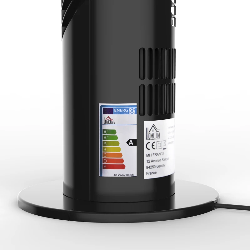 HOMCOM Ventilateur colonne silencieux 40 W 3 modes 3 vitesses, télécommande, oscillant 70°, minuterie et contrôle tactile