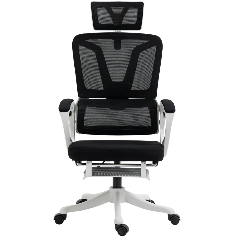 Vinsetto Fauteuil de bureau dossier réglable repose-pied appui-tête réglable soutien lombaire tissu en maille noir
