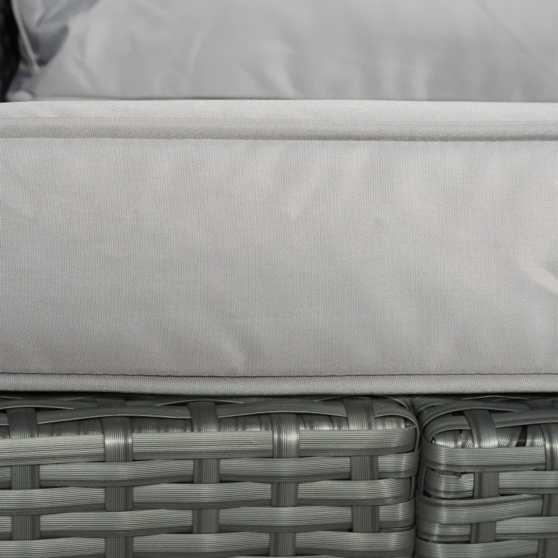 Outsunny Six-piece Outdoor Rattan Dining Set, Outdoor Sofa Set with Reclining Armchairs and Mental Frame, Grey