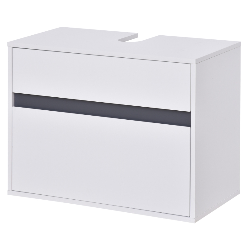 HOMCOM MDF 2-Drawer Under Sink Bathroom Cabinet White