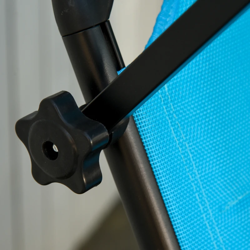 Outsunny Bain de soleil transat pliable grand confort dossier pare-soleil réglables multi-positions aluminium textilène bleu