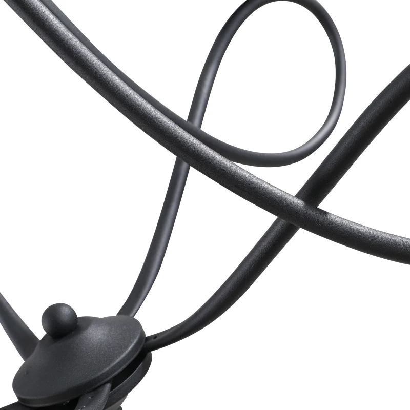 HOMCOM Lampadario a Soffitto Stile Rustico, Acciaio Intrecciato Nero con 5 Candelieri Regolabili e Pieghevoli Ф58 x 45cm