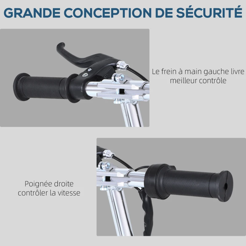 HOMCOM Trottinette électrique 120 W pliable pour enfant de 7 à 12 ans hauteur guidon et selle réglable 10 Km/h max. noir