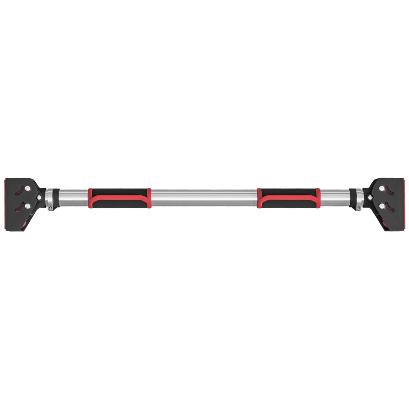 SPORTNOW Sbarra per Trazioni a Larghezza Regolabile con Impugnature Antiscivolo, 75-92x10x7 cm, Rosso e Nero