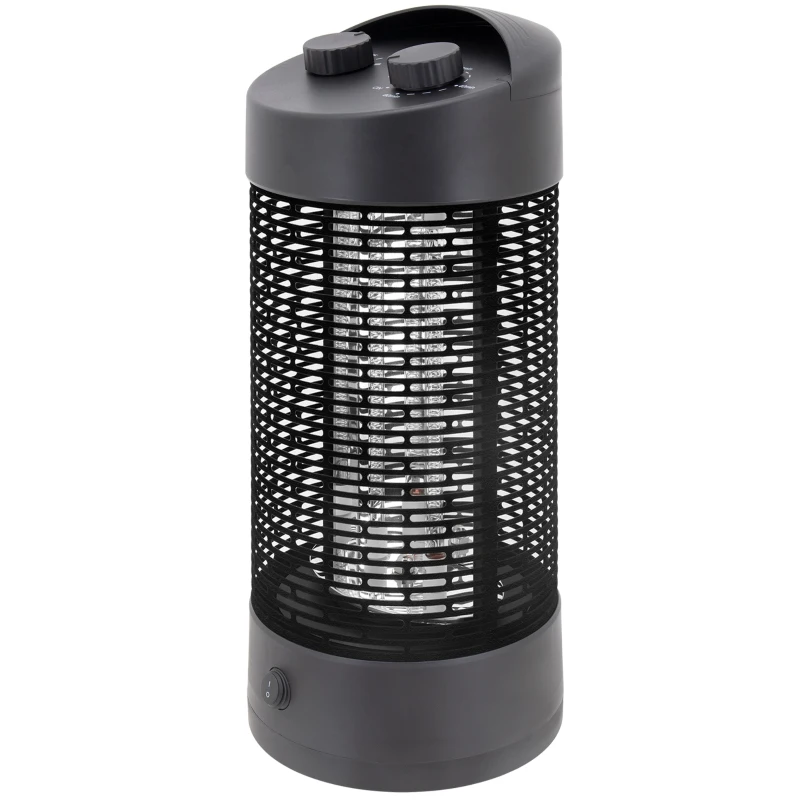 Outsunny Chauffage électrique infrarouge 6 à 8 m² et IP54 chauffage d'appoint sans CO₂ chauffage extérieur chauffage de jardin oscillation 180° minuterie 600 /1200 W tube chauffant double - noir