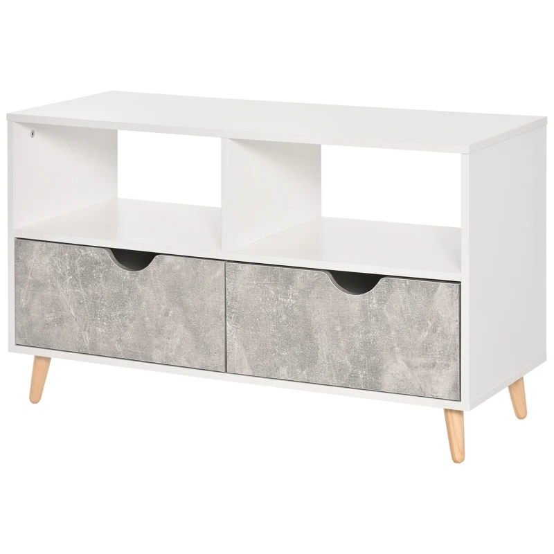 HOMCOM TV Stand Cabinet for TVs up to 42", Modern TV Unit with Shelf, Drawers and Storage Cabinet, Entertainment Center for Living Room, Grey