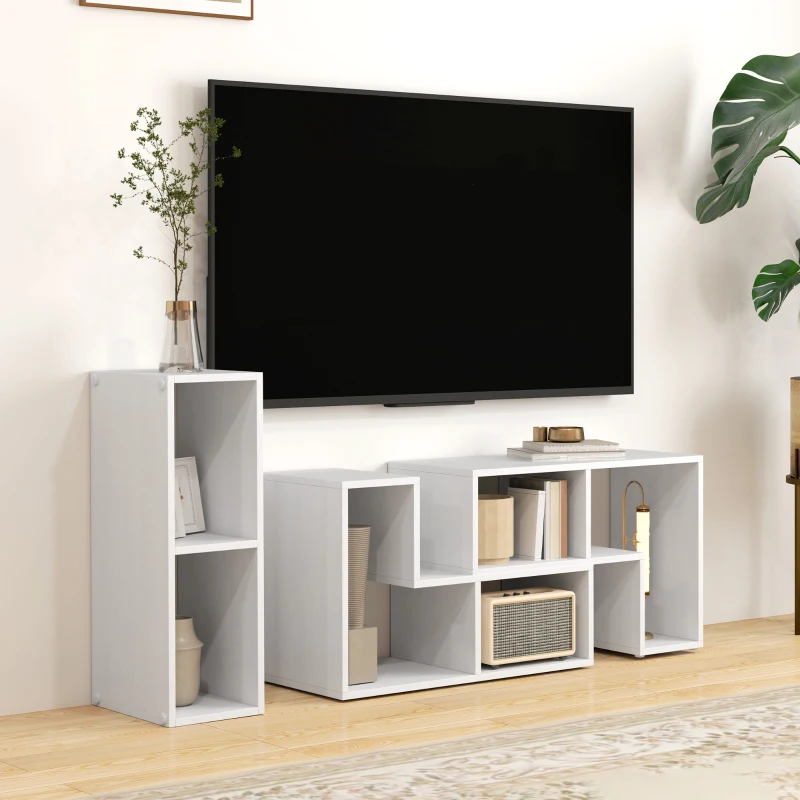 HOMCOM Three-Block Modular TV Stand - White Wood-Effect