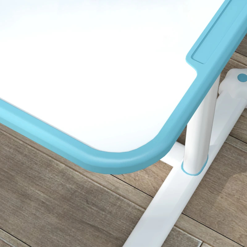 AIYAPLAY Set Scrivania e Sedia per Bambini Regolabili, Banco Scuola con Piano Inclinabile, Cassetto, Scaffale, Blu