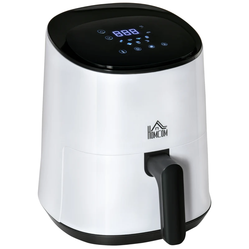 HOMCOM Friggitrice ad Aria 2.5L 1300W con 7 Menu, Schermo LED e Tegame, 24.9x33.9x29.9cm