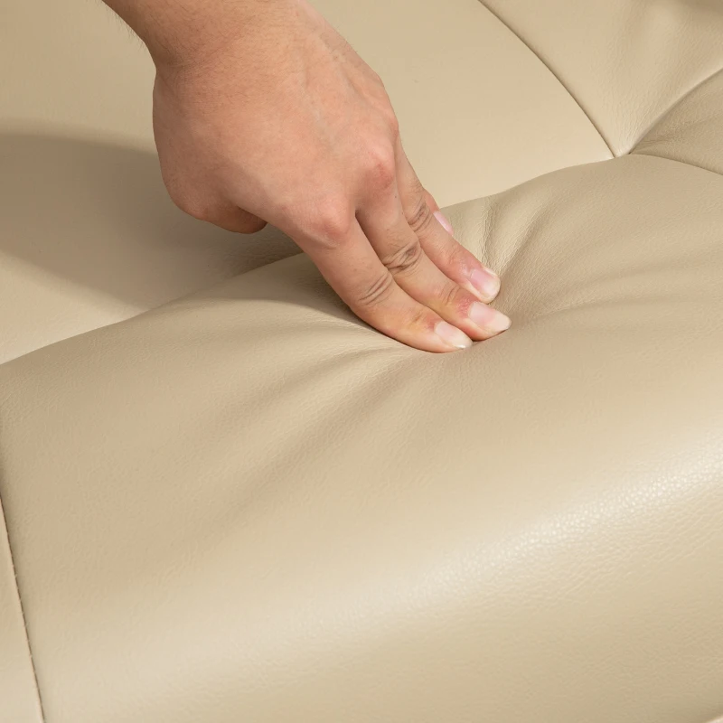HOMCOM Fauteuil relax inclinable repose-pieds réglable pivotant 360° piètement bois revêtement synthétique crème(m-8)