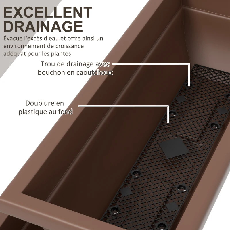 Outsunny Jardinière surélevée avec étages jardinière verticale avec 5 bacs à fleurs trous de drainage cadre en acier marron