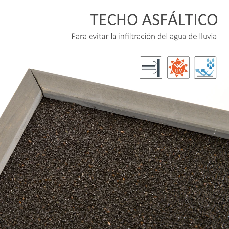Outsunny Cobertizo de Almacenamiento de Madera para Jardín con 2 Estantes Interiores 2 puertas y Techo Inclinado para Exterior Terreza 87x46,5x96,5 cm Gris(m-5)