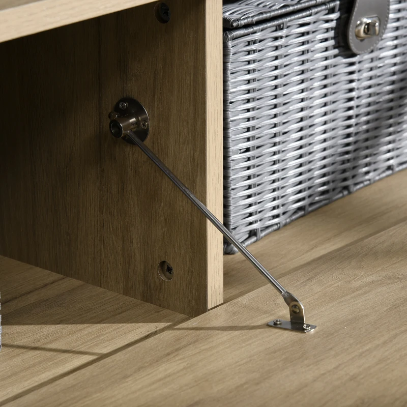 HOMCOM Mobile TV 32"-65" con Ripiano Rimovibile e Armadietto con Anta Ribaltabile in MDF, 163x40x38 cm, color Legno e Nero