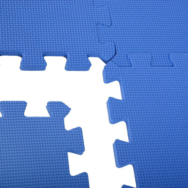 HOMCOM Tappeto Puzzle Gioco per Bambini Cameretta 32 Pezzi in EVA Morbido Ecologico Atossico Blu 63×63cm