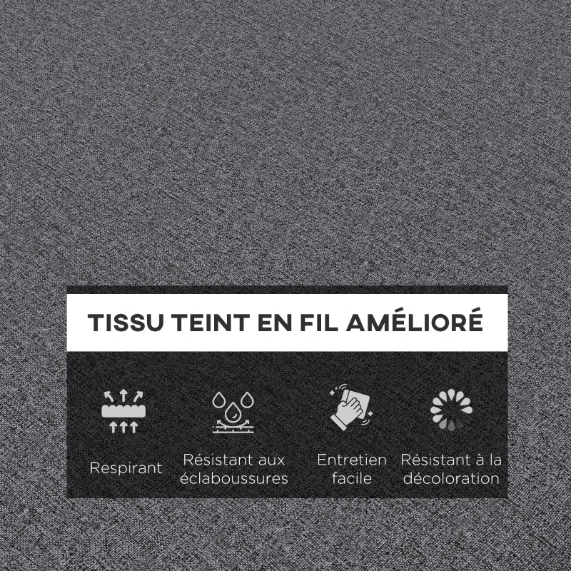 Outsunny Lot de 2 Matelas pour Chaise Longue transat Bain de Soleil avec Sangles d'attache pour Jardin Gris foncé