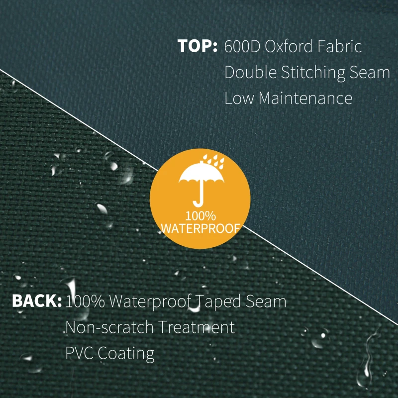 Outsunny Garden Patio Large Furniture Set Round Cover 600D Oxford Waterproof, Ф193 x 80H cm, Green