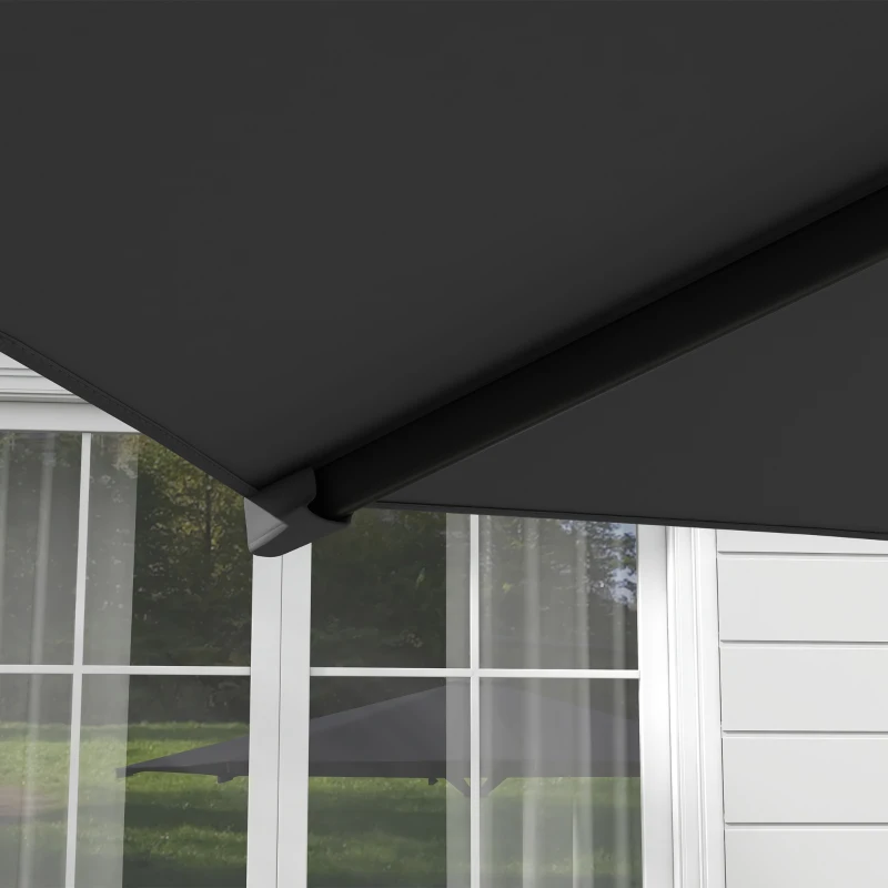 Outsunny Sombrilla de Jardín Giratoria 360° 3x3 m con Manivela Manual 8 Varillas Base Cruzada y Soporte de Acero Gris Oscuro