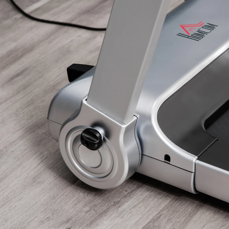 HOMCOM Tapis de course électrique pliable 1-15 km/h 735 W tapis roulant écran LED support tablette port USB bande extra-large antidérapant acier PP ABS 158 x 81 x 25 cm noir et argent