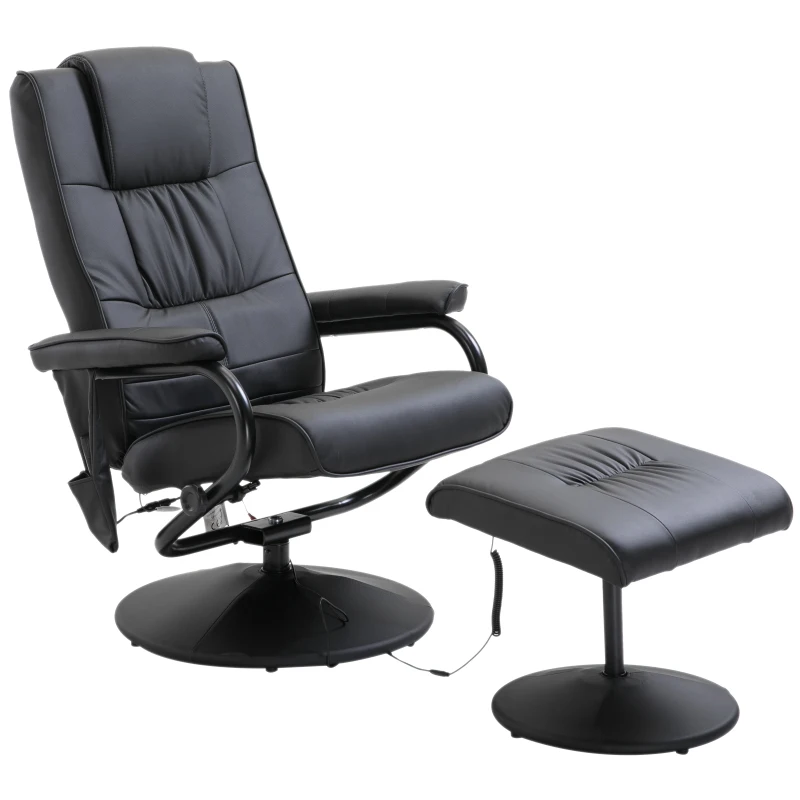 HOMCOM Fauteuil de Massage Vibration Electrique Relaxation avec Chauffage Noir