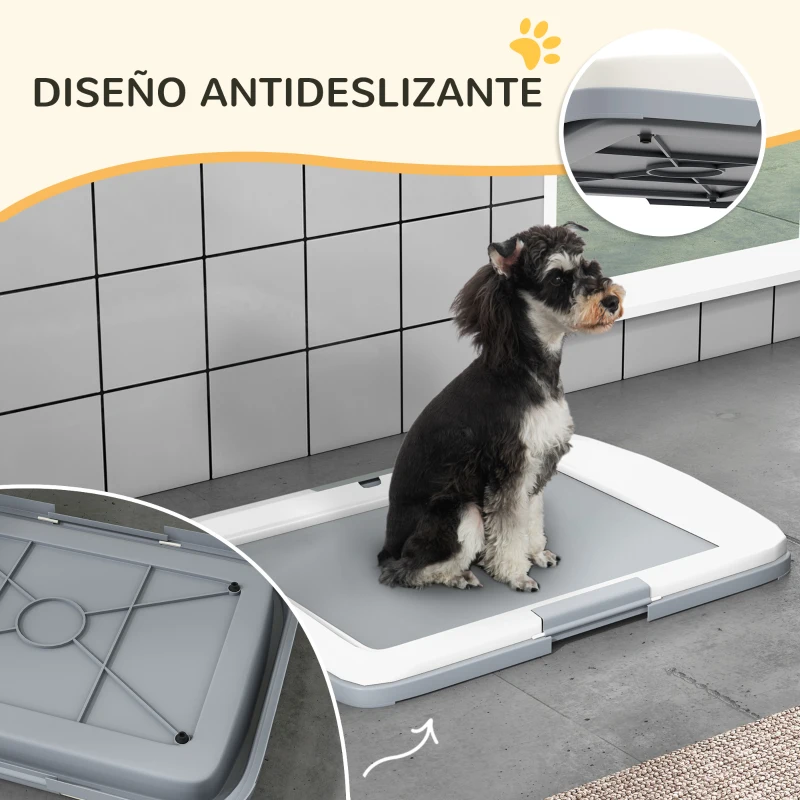 PawHut Inodoro para Perros con Bandeja para Entrenamiento de Cachorros en Exterior e Interior 63x48,5x6 cm Gris