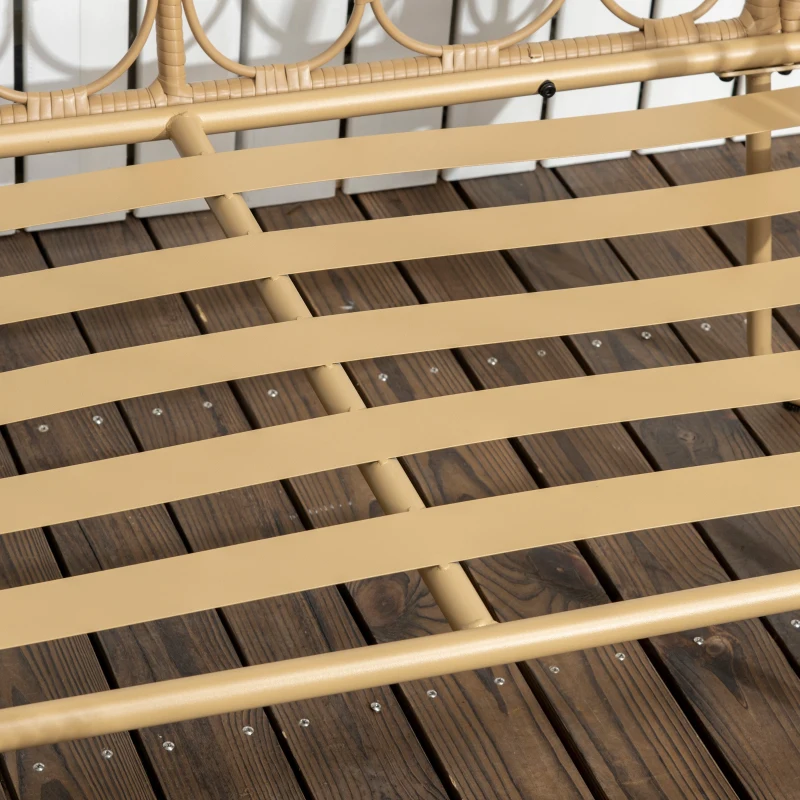 Outsunny Salotto da Giardino in Rattan Stile Boho con Divano 2 Posti, 2 Poltrone e Tavolino con Vetro