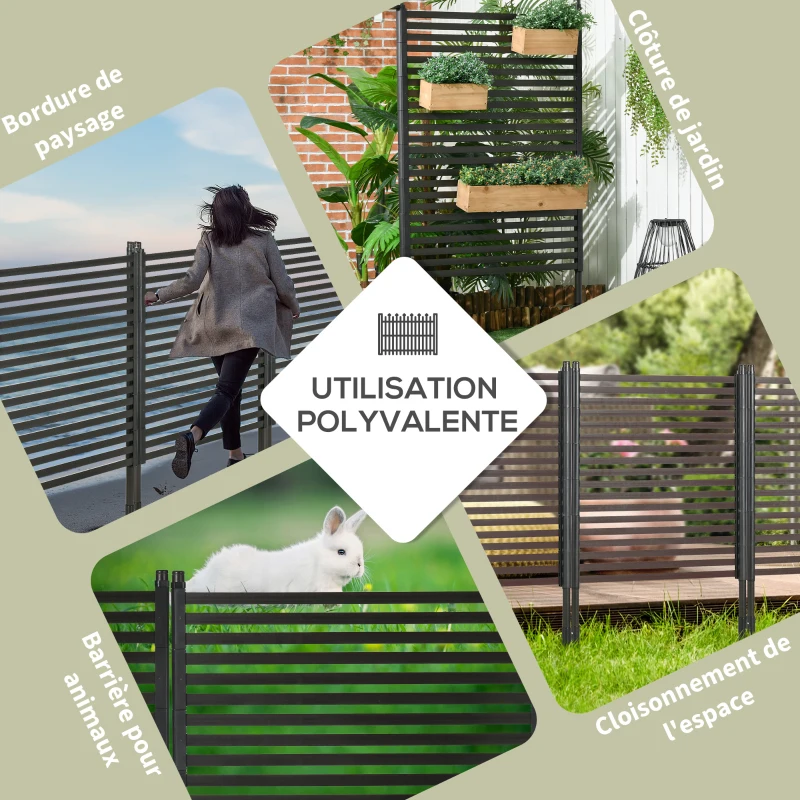 Outsunny Panneau clotûre de jardin brise vue en métal extérieur avec pieds ou piquets à planter, modulaire, 93L x 22l x 150H cm