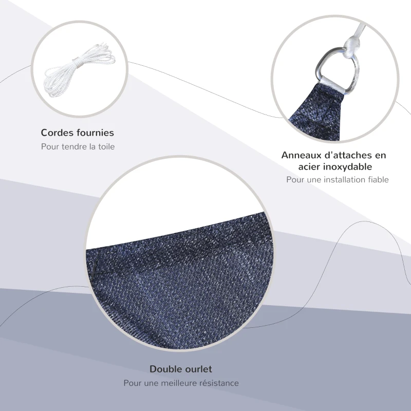 Outsunny Voile d'ombrage rectangulaire 6 x 4 m polyéthylène Haute densité Protection UV Avec sac de rangement - Coloris bleu