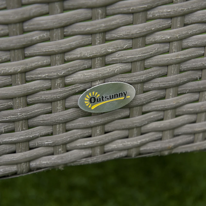 Outsunny Conjunto de Muebles para Jardín Juegos de Muebles de Ratán Incluye 1 Mesa y 2 Sillones con Cojines Estructura de Metal para Terraza Patio Gris