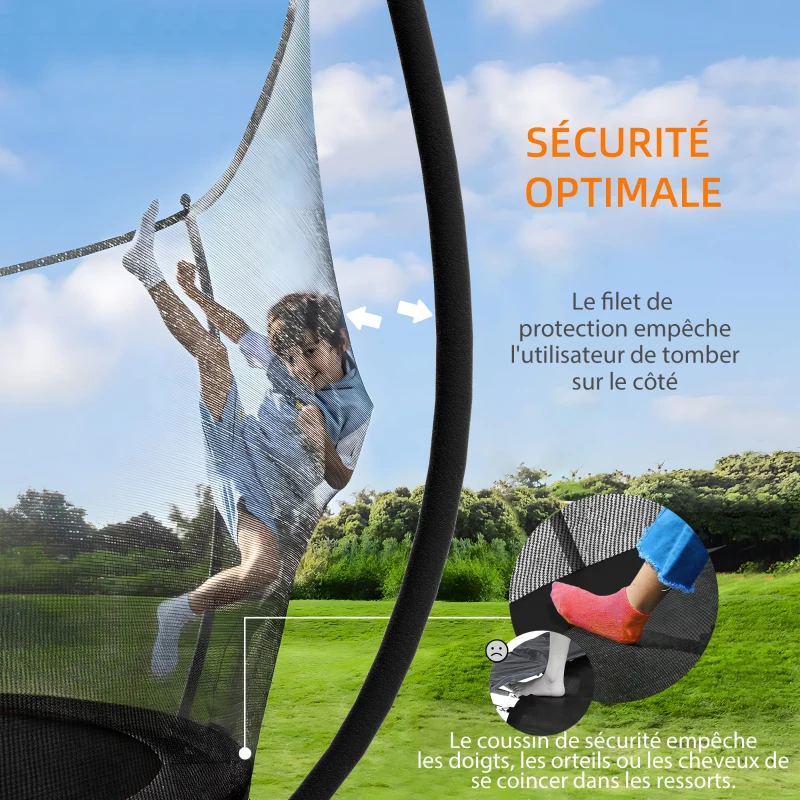 SPORTNOW Trampoline de jardin trampoline extérieur filet de sécurité 54 ressorts à haute tension Ø 305 x 240 cm noir