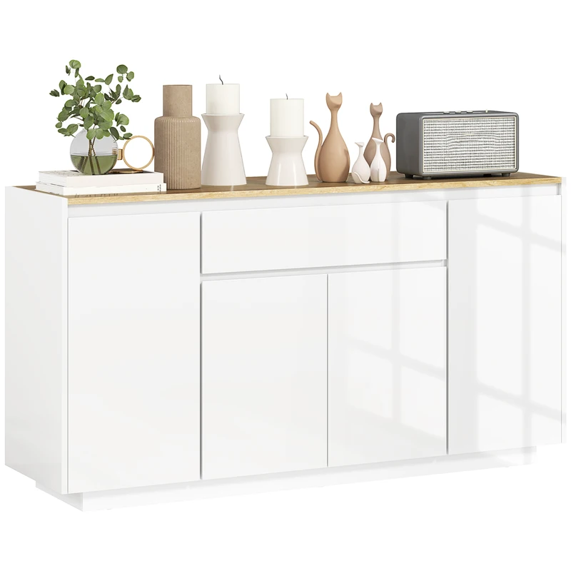 Infurnic Set Di 2 Credenze Buffet In Rattan E Legno Di Quercia – Armadietti Con Ripiani Regolabili Per Cucina E Ingresso