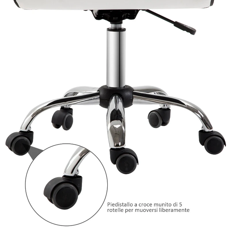 HOMCOM Sedia da Ufficio Ergonomica, Sedia Girevole Altezza Regolabile in Pelle Sintetica 46 × 51 × 80-92cm