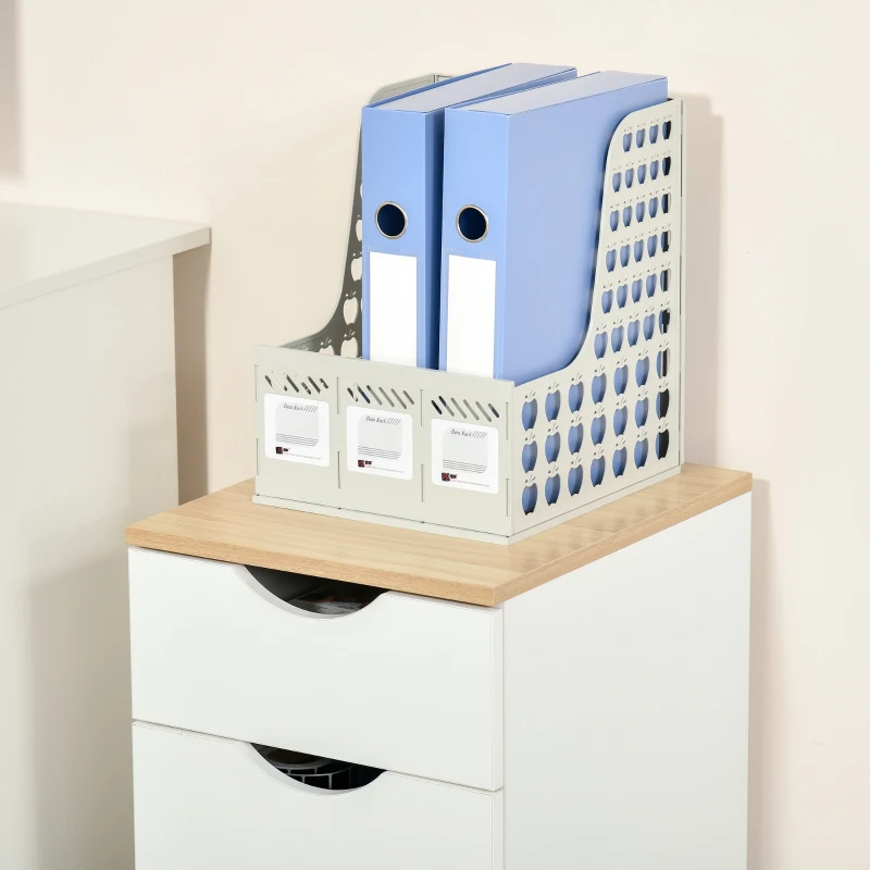 HOMCOM Caisson de bureau rangement bureau sur roulettes 3 tiroirs coulissants dim. 34L x 40I x 60,5H cm MDF blanc bois clair