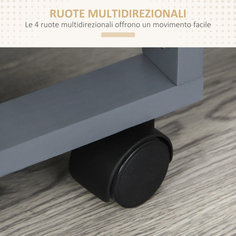 HOMCOM Carrello da Cucina in Grigio Scuro con 1 Cassetto e 4 Cestelli Metallici