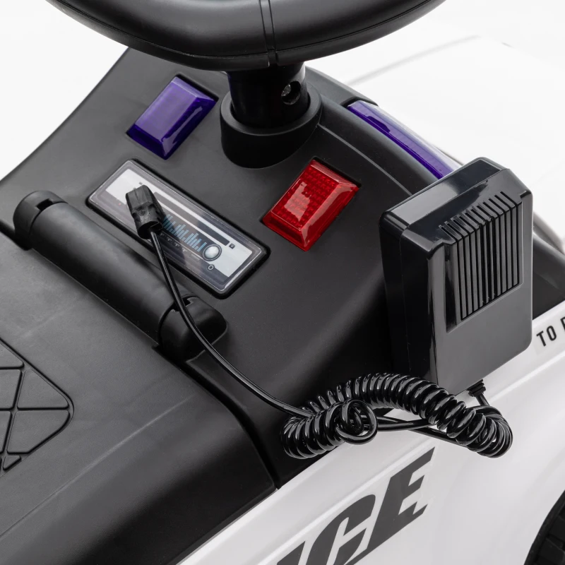 HOMCOM Coche Correpasillos de Policía para Bebé Coche sin Pedales con Megáfono y Almacenaje Oculto 62x29x43 cm Blanco