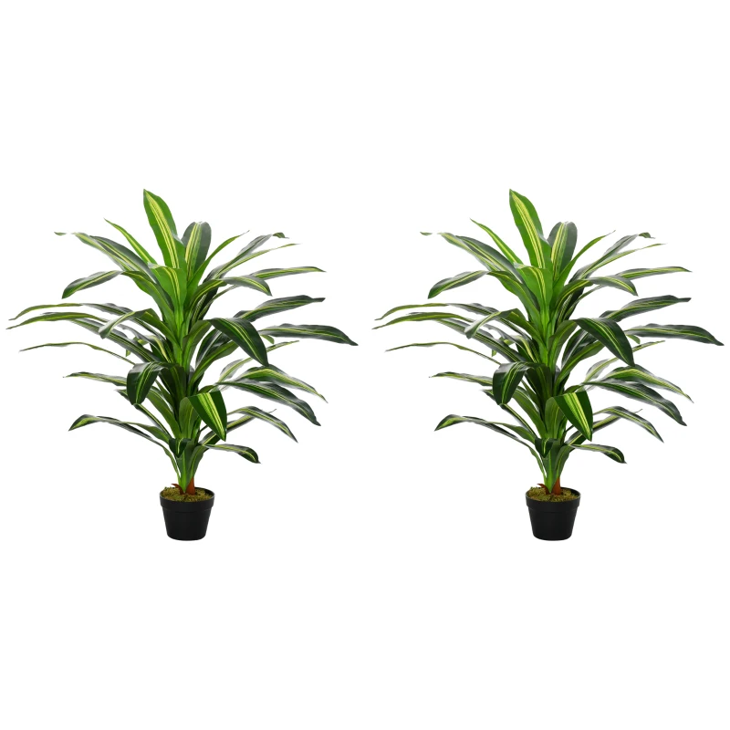 Outsunny Set of Two Artificial Dracaena Plants