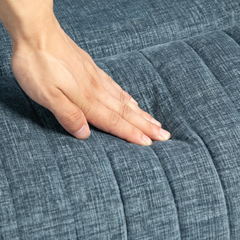 HOMCOM Fauteuil inclinable manuel pivotant avec repose-pieds rétractable, dossier réglable, bleu