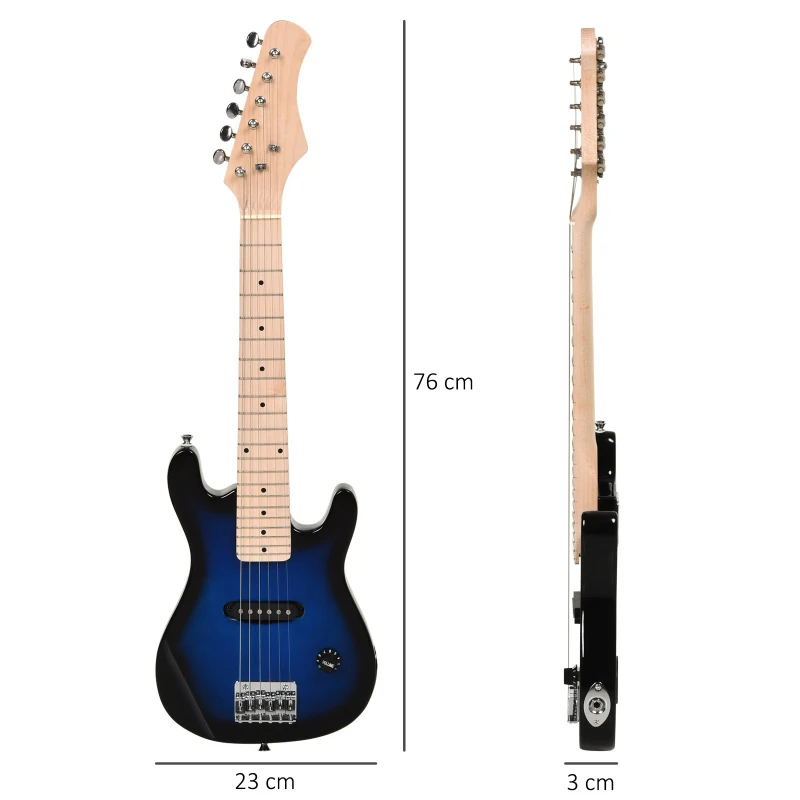 HOMCOM Guitare électrique avec amplificateur, sac, médiators, cordes de rechange, câble noir bleu
