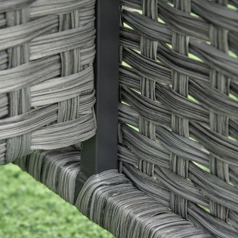 Outsunny 6 Pieces Rattan Garden Furniture Set, 6 Seater Garden Sofa Set with Glass Top Dining Table, Loveseat, 2 Armchairs and Ottomans, Wicker Outdoor Conservatory Furniture for Patio, Grey