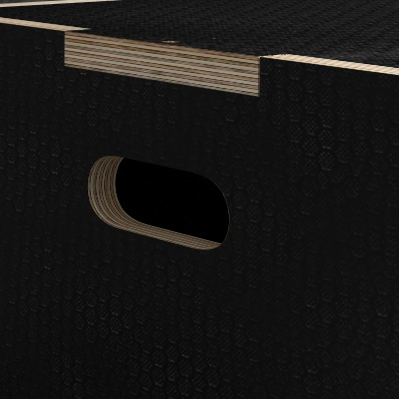 SPORTNOW Cajón de Salto Pliométrico de Madera con Mangos Huecos Carga 120 kg para Casa Oficina Gimnasia 61x51x41 cm Negro