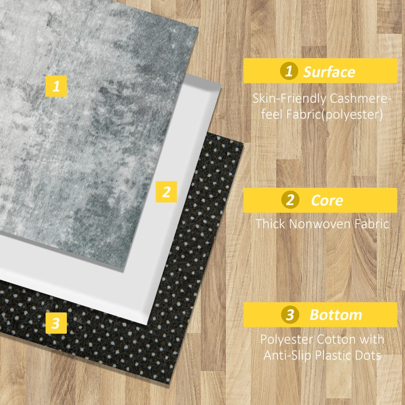 HOMCOM Grey Rug, Modern Render Area Rugs, Large Carpet for Living Room, Bedroom, Dining Room, 150 x 80cm