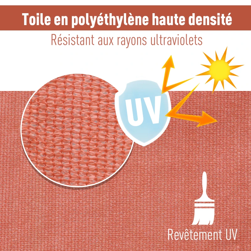 Outsunny Voile d'ombrage Triangulaire Grande Taille 6 x 6 x 6 m polyéthylène Haute densité résistant aux UV Coloris rouge rouille