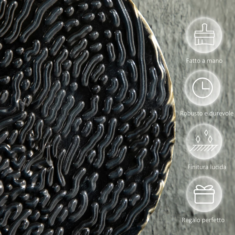 HOMCOM Decorazione Murale in Metallo 3D, Wall Art a Cerchi 133x66cm, Blu, Nero e Oro