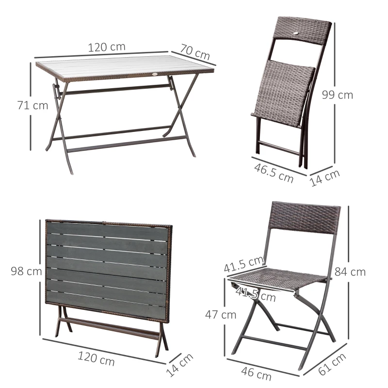 Outsunny Set Tavolo e Sedie da Giardino 7pz Tavolo da Giardino con 6 Sedie Pieghevoli Mobili da Esterno Polyrattan