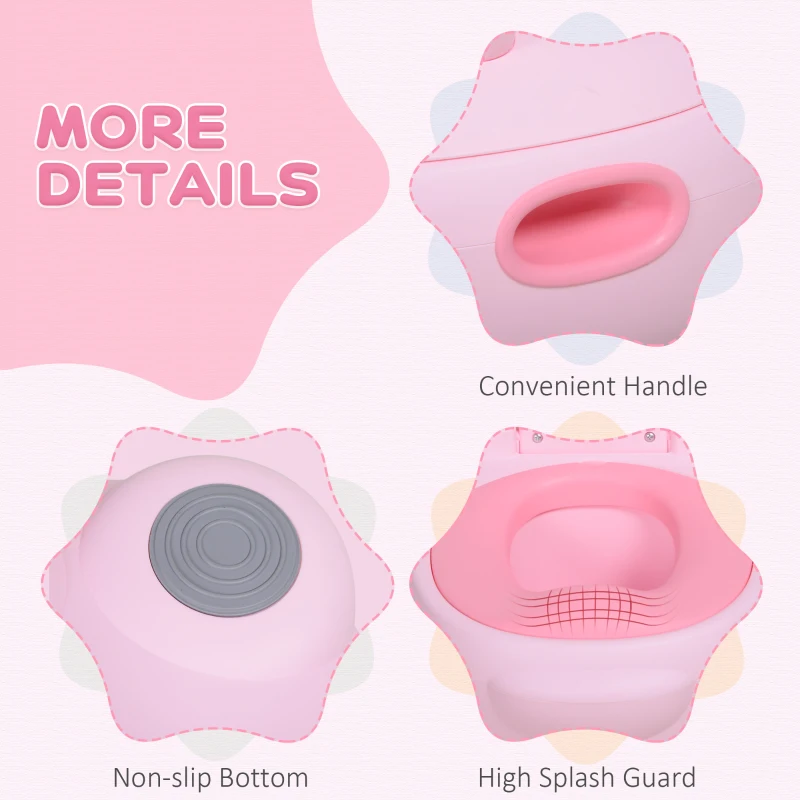 HOMCOM Portable Baby Potty Kids Children Training Toilet Chair Toddler Trainer Stool with Cushion 6 Months - 2 Years Pink