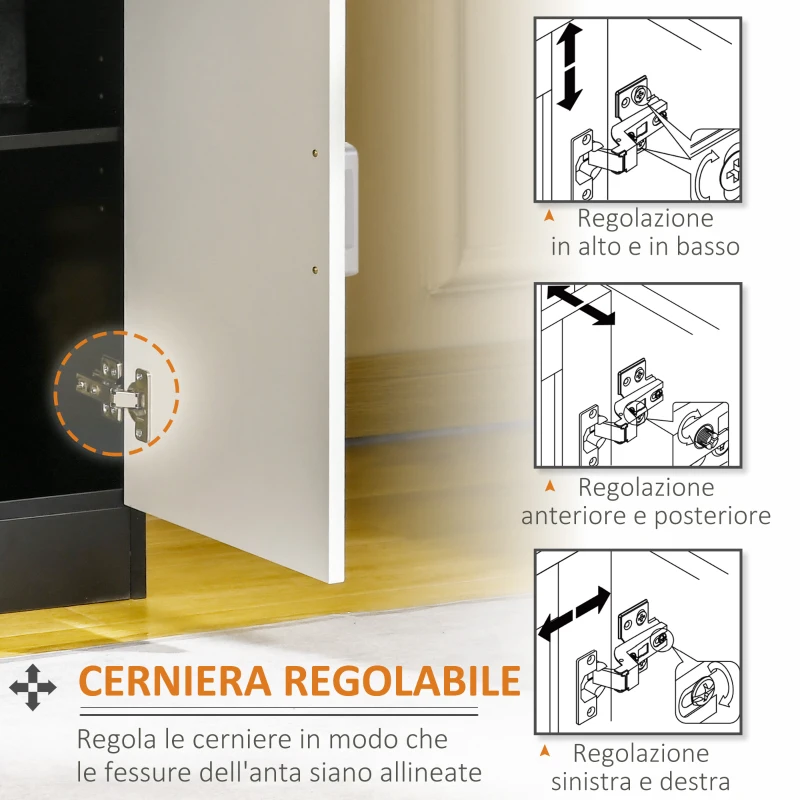 HOMCOM Mobiletto con Cassetto di Legno, con Ripiano Regolabile, Mobiletto da Cucina Salvaspazio, Soggiorno e Anticamera, in Legno MDF, 60x40x90cm, Bianco e Nero