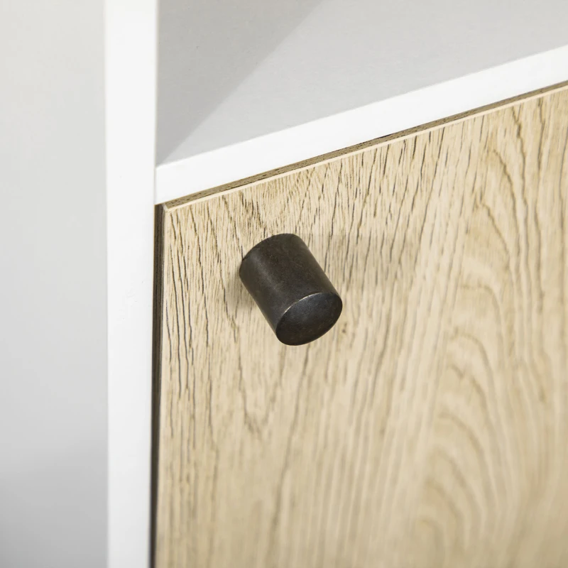 kleankin Mobile Bagno con Ripiano Aperto e Armadietto con Anta in Legno, 31.5x30x91cm, Quercia e Bianco