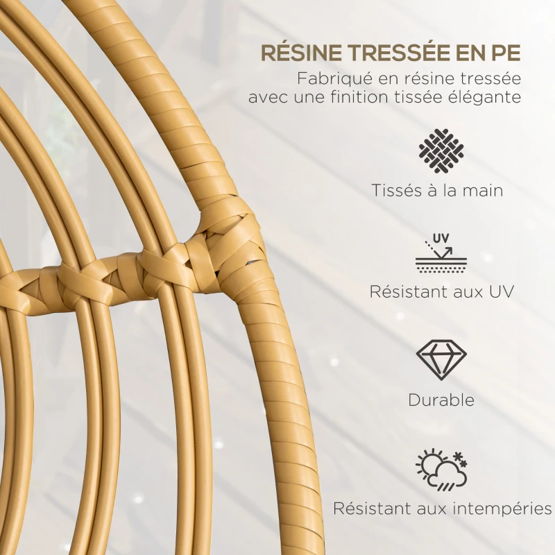 Outsunny Ensemble de 2 chaises de jardin en acier et résine tressée avec coussins moelleux 71,5 x 64 x 75 cm