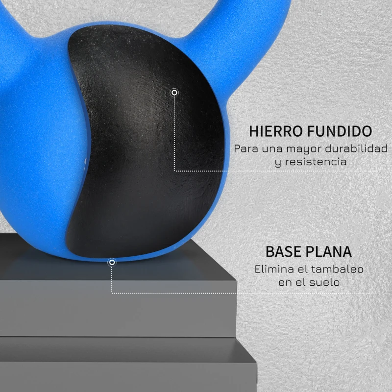 HOMCOM Pesa Rusa de 8 kg de Hierro Fundido con Revestimiento de Neopreno para Entrenamiento de Fuerza 20x13x23 cm Azul